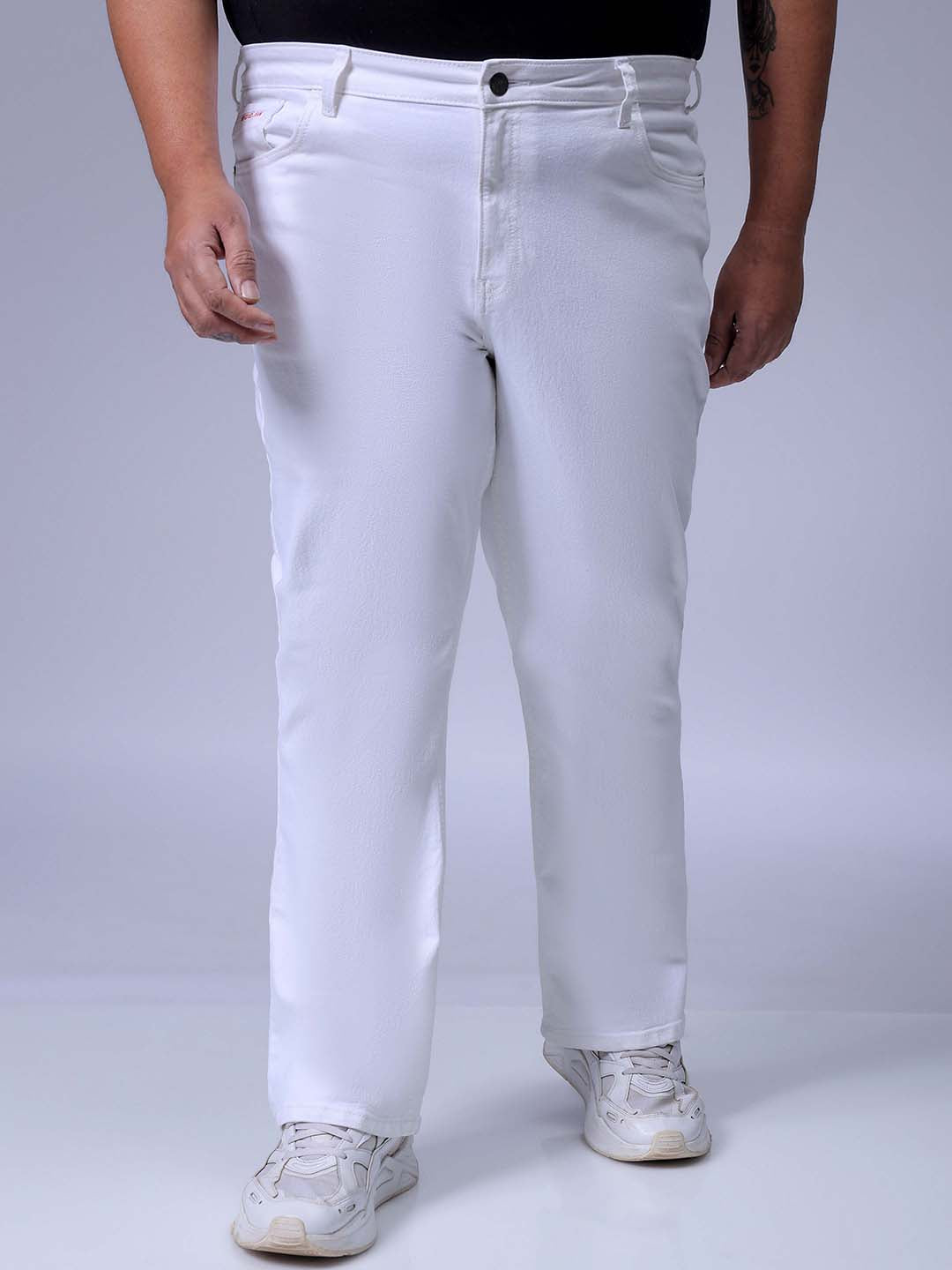Men's White Bootcut Fit Casual Jeans