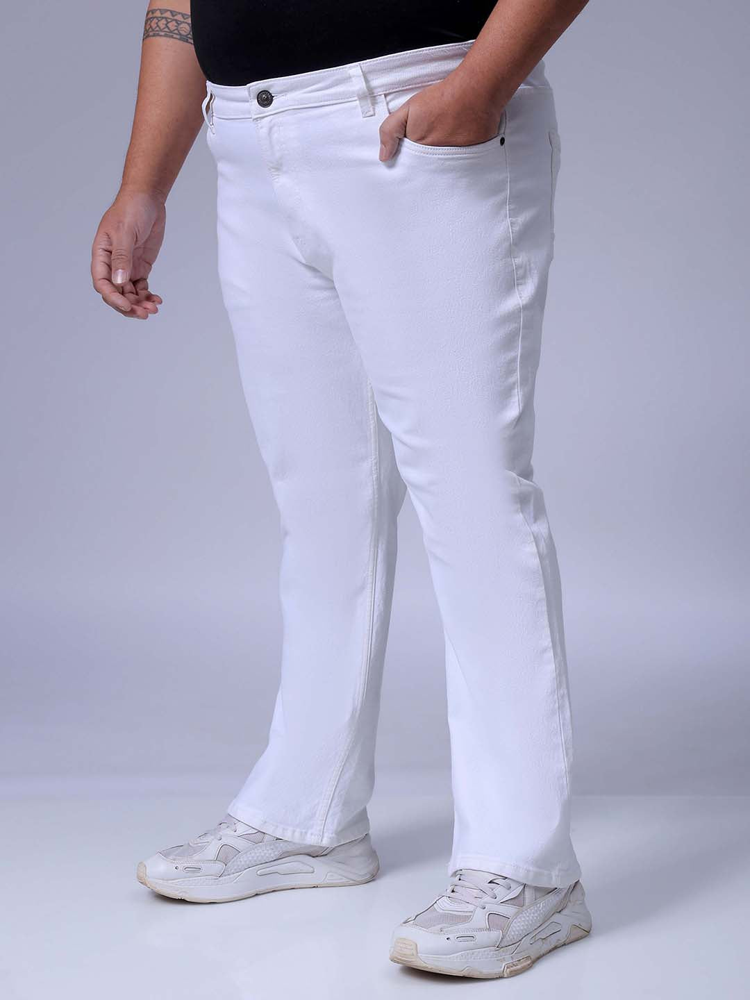 Men's White Bootcut Fit Casual Jeans