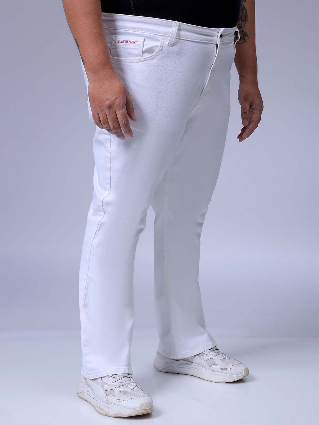 Men's White Bootcut Fit Casual Jeans
