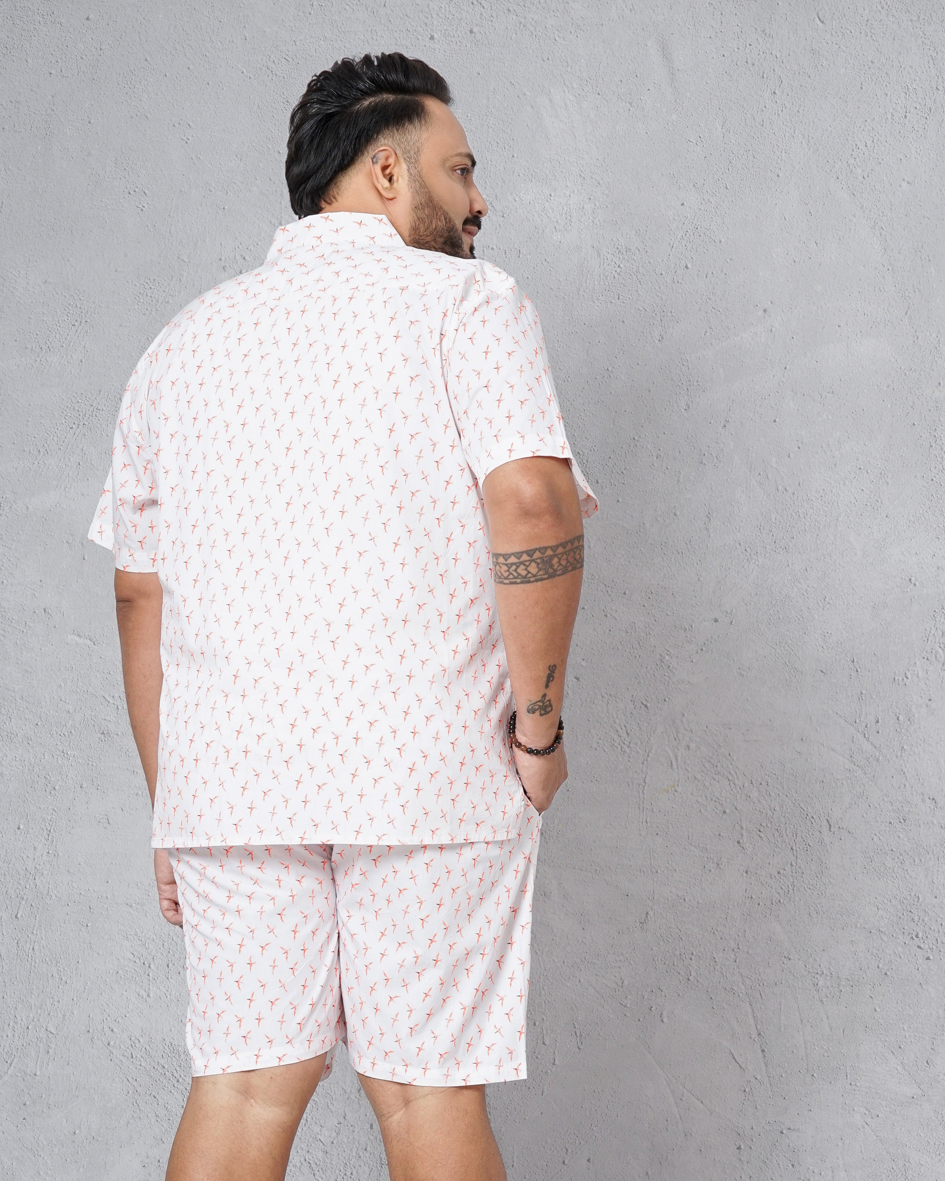 Shop Hardsoda Men White Plus Size Fauna Printed Lounge Set Online.