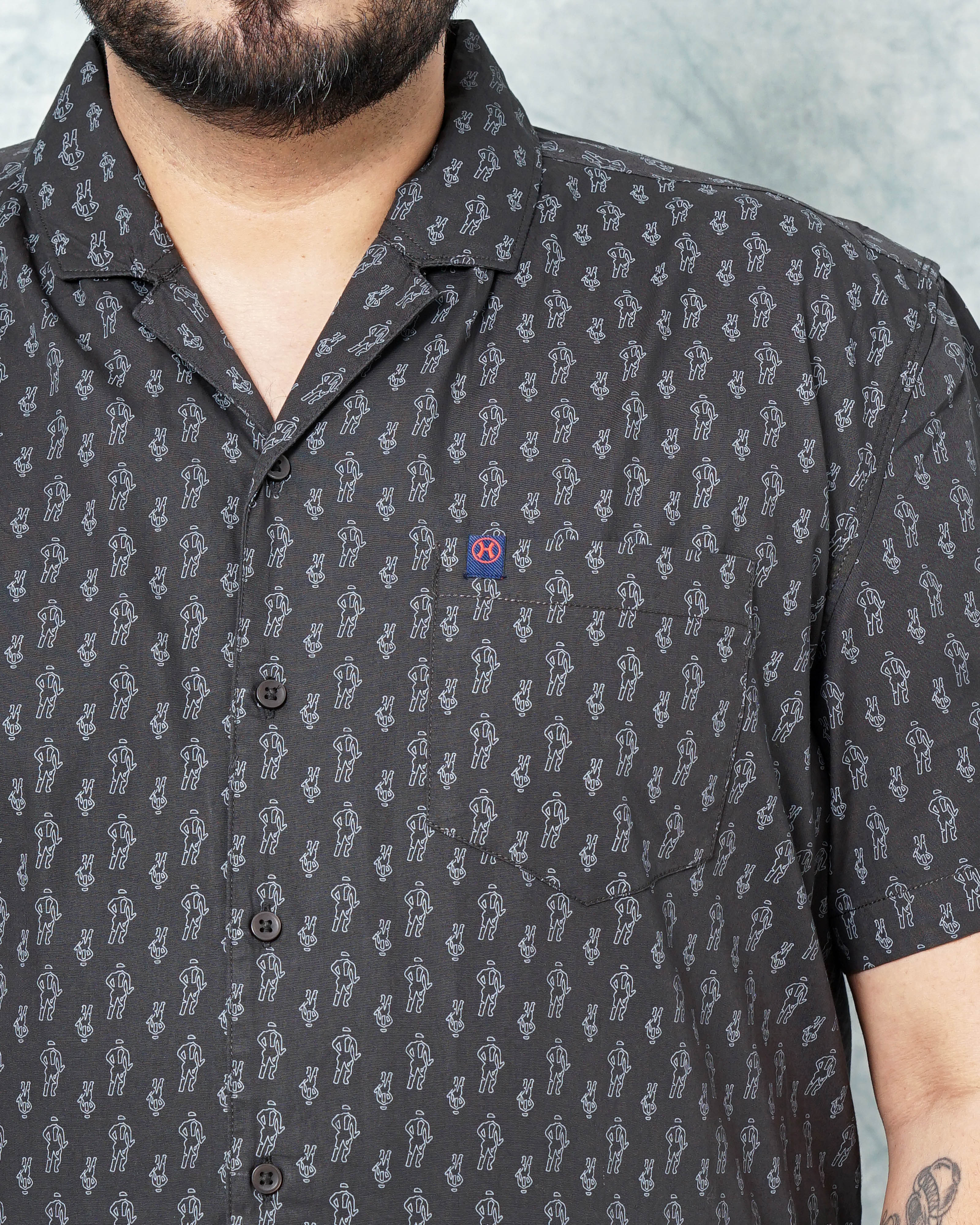 Shop Hardsoda Men Black Plus Size Geometric Printed Lounge Set Online.