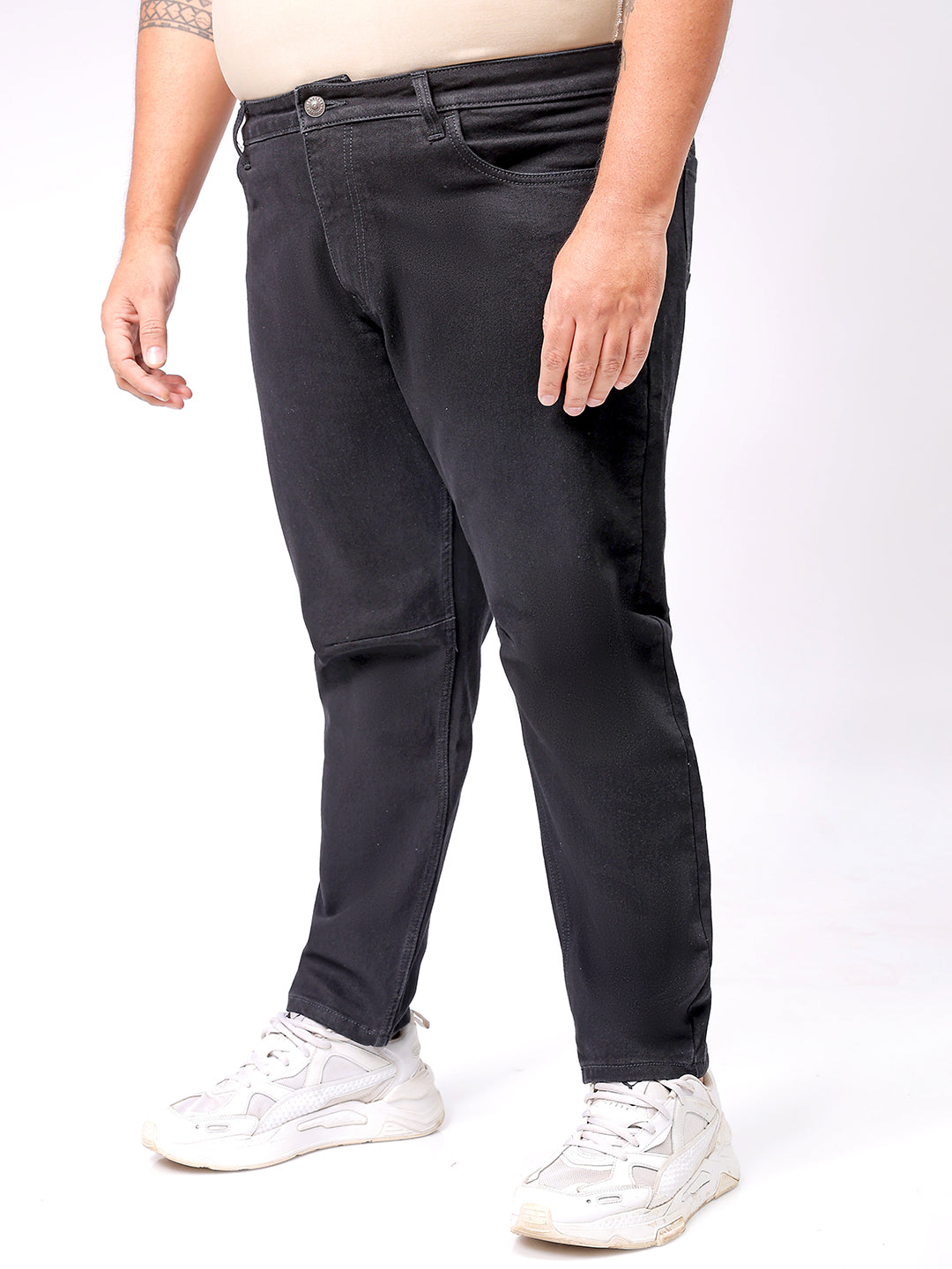 Men's Black Carrot Fit Casual Jeans