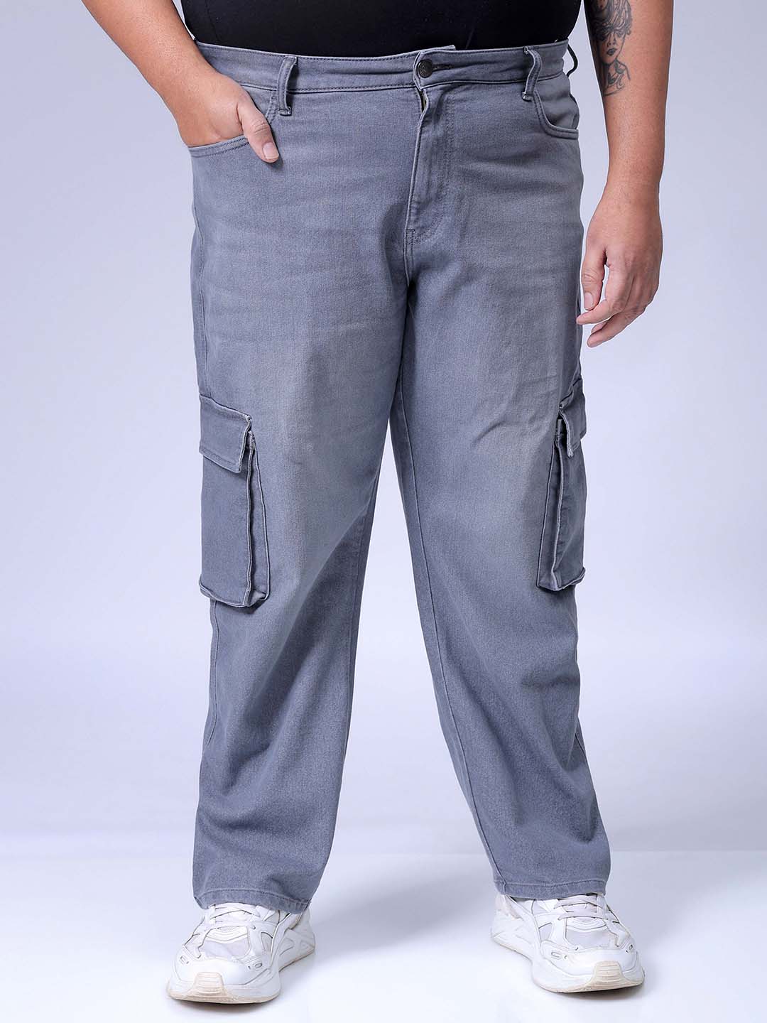Men's Grey Relaxed Fit Casual Jeans
