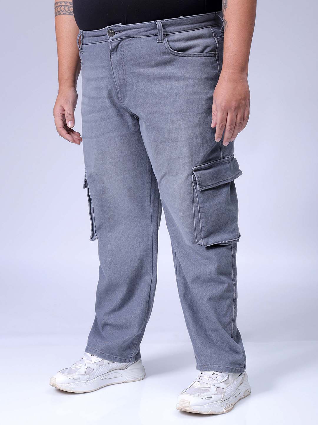 Men's Grey Relaxed Fit Casual Jeans