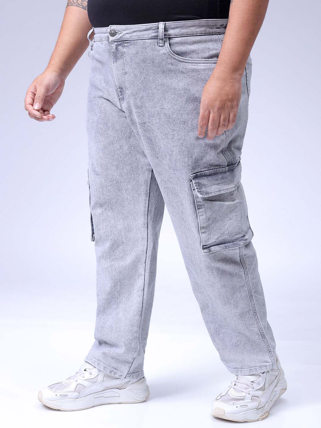 Men's Grey Relaxed Fit Casual Jeans