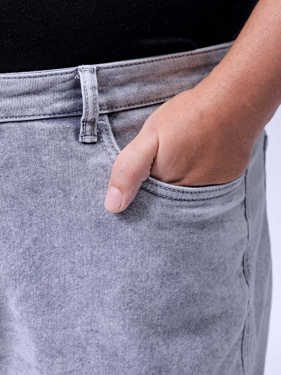 Men's Grey Relaxed Fit Casual Jeans
