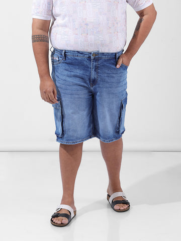 Men's Blue Relaxed Fit Casual Shorts