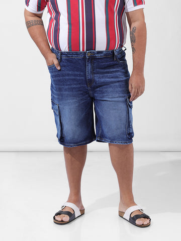 Men's Blue Relaxed Fit Casual Shorts