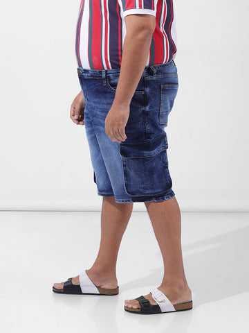 Men's Blue Relaxed Fit Casual Shorts