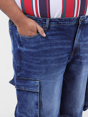 Men's Blue Relaxed Fit Casual Shorts