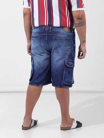 Men's Blue Relaxed Fit Casual Shorts