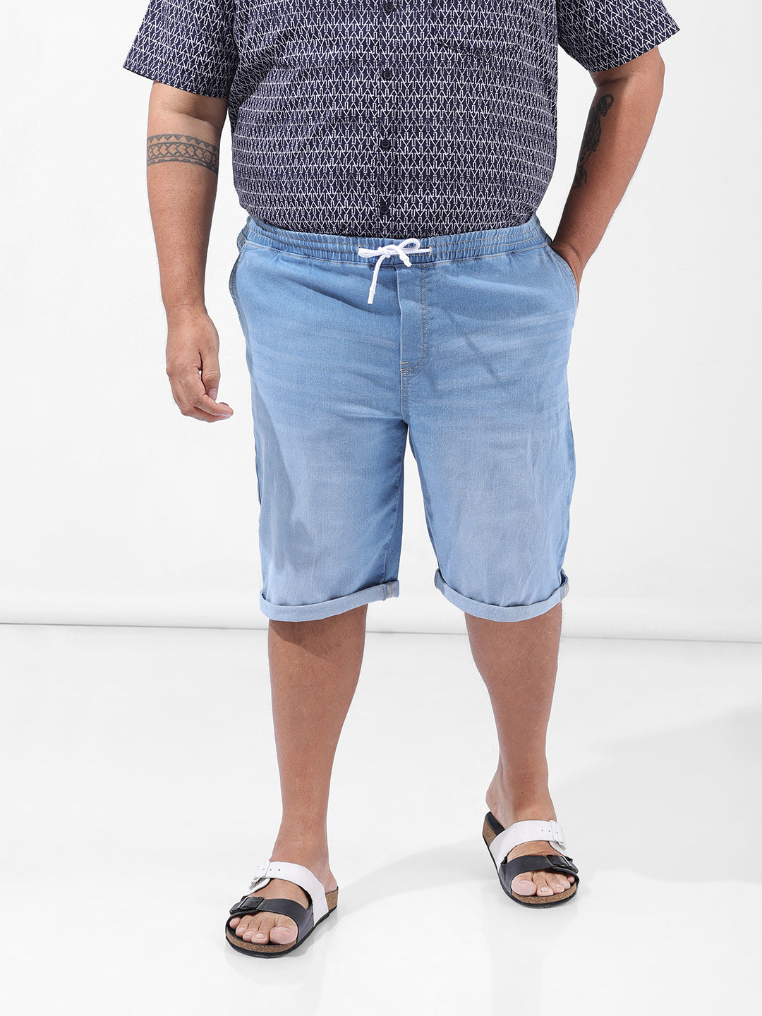 Men's Blue Regular Fit Casual Shorts