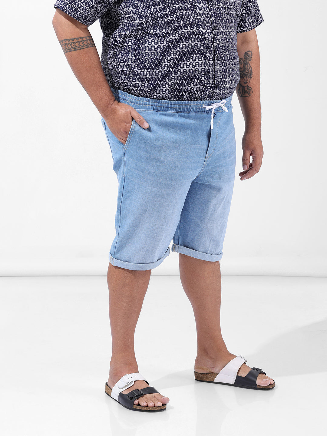Men's Blue Regular Fit Casual Shorts