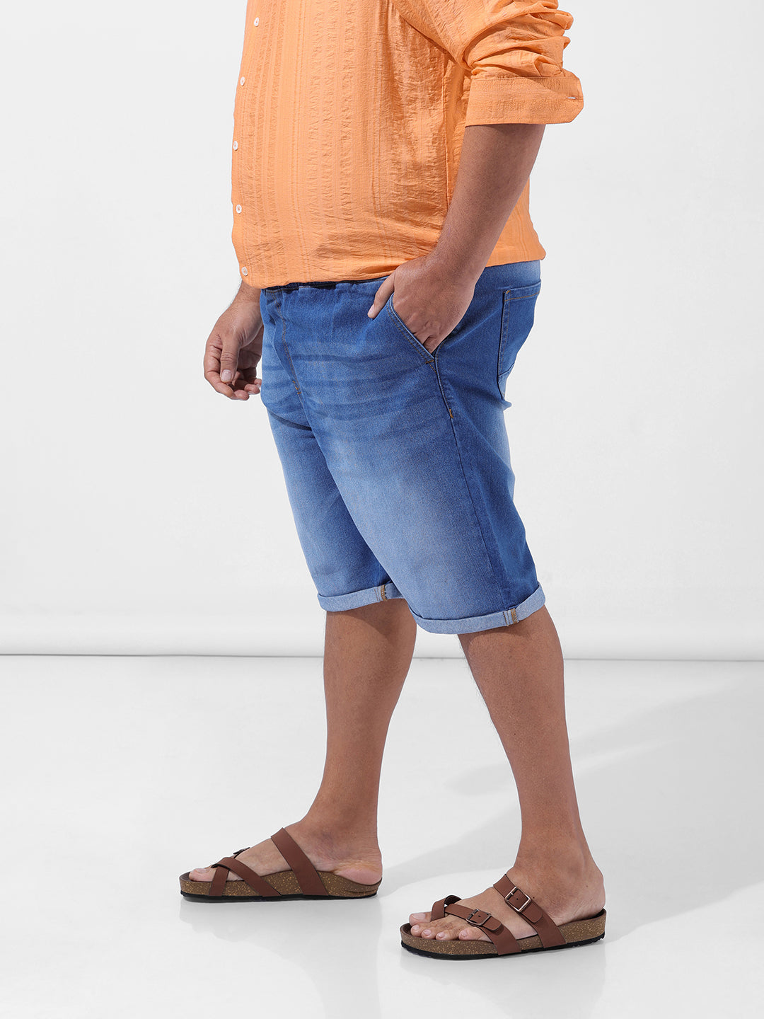 Men's Blue Regular Fit Casual Shorts