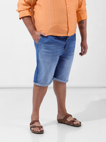 Men's Blue Regular Fit Casual Shorts