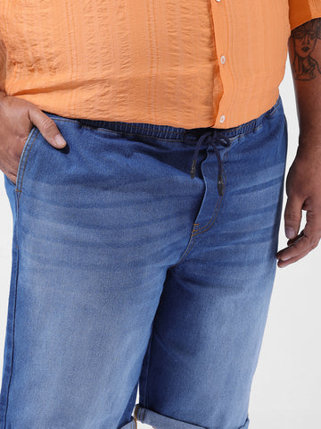 Men's Blue Regular Fit Casual Shorts