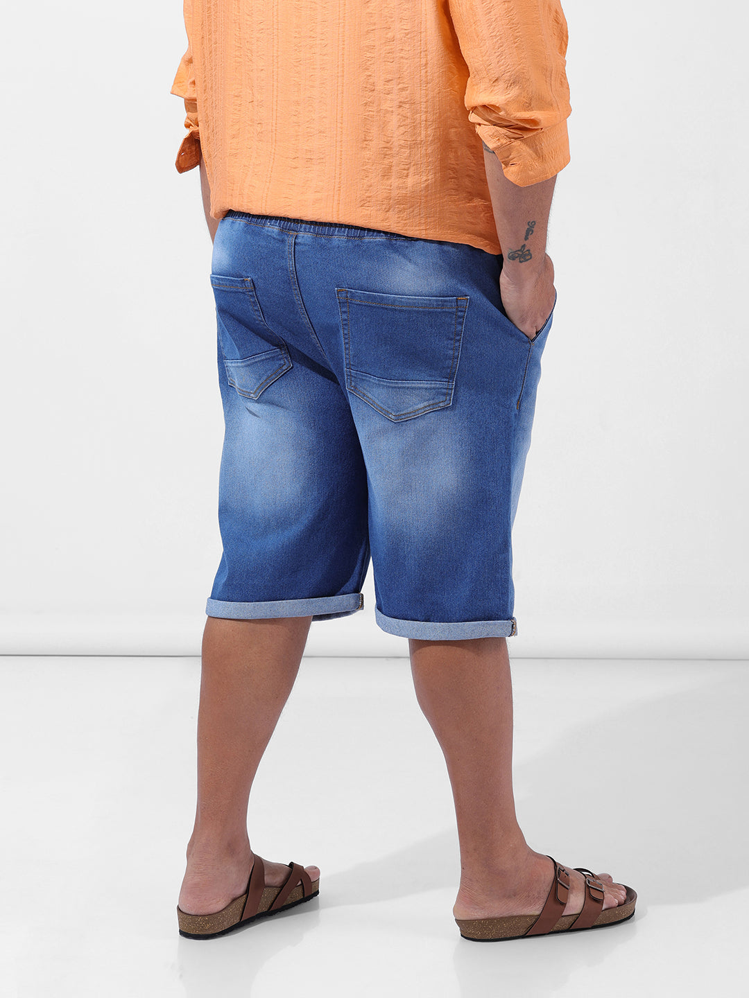 Men's Blue Regular Fit Casual Shorts