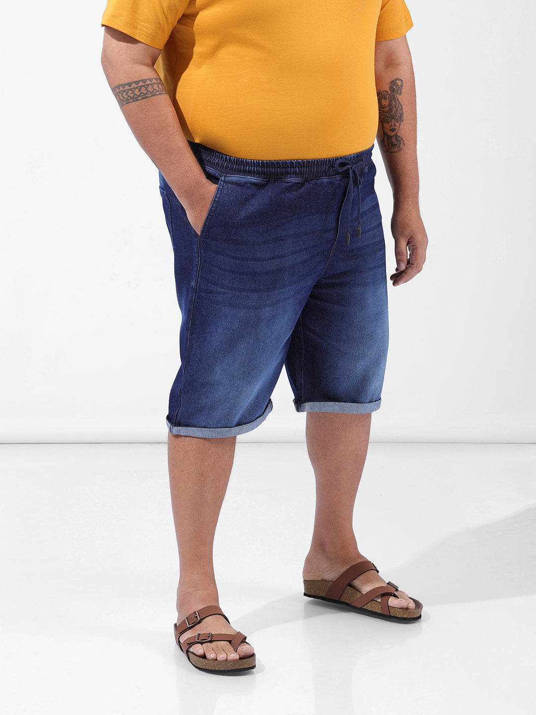 Men's Blue Regular Fit Casual Shorts