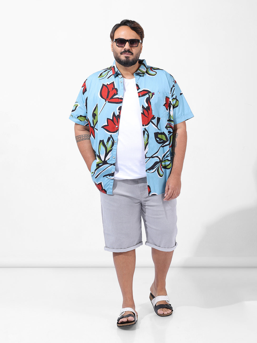 Men's Grey Regular Fit Casual Shorts