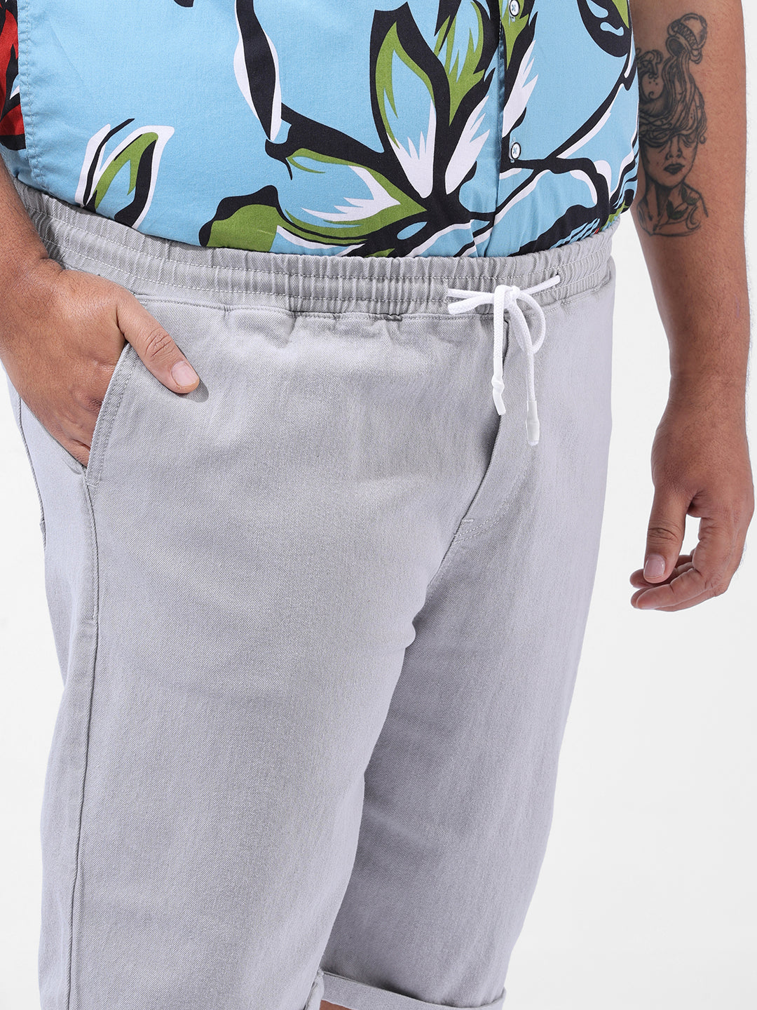 Men's Grey Regular Fit Casual Shorts