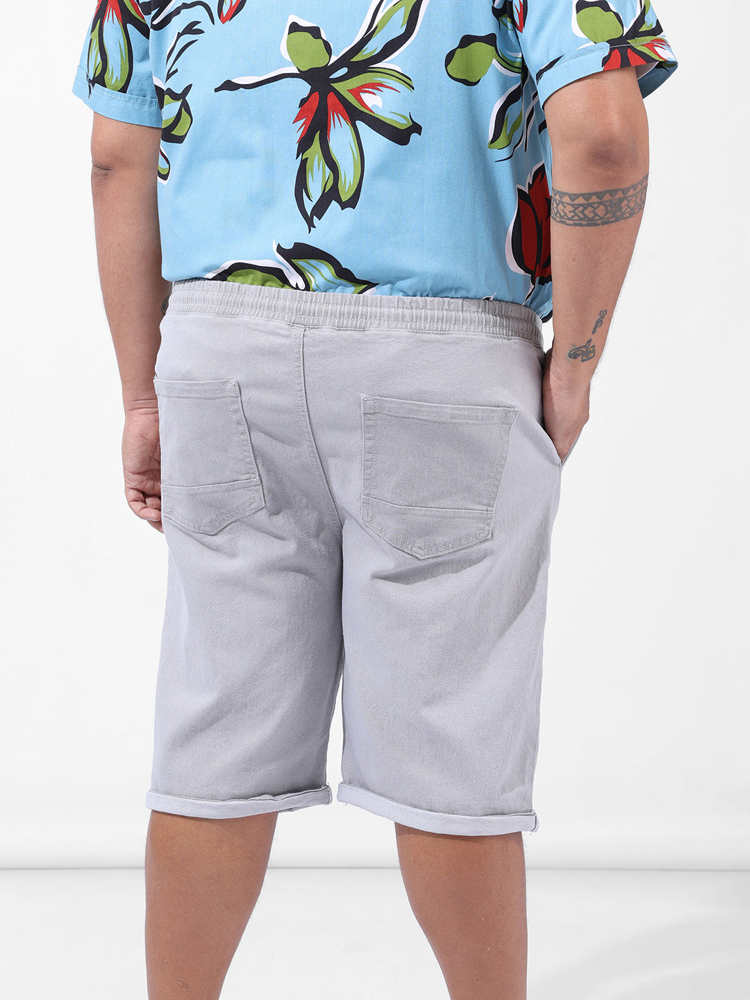 Men's Grey Regular Fit Casual Shorts