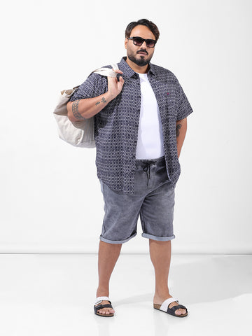 Men's Grey Regular Fit Casual Shorts