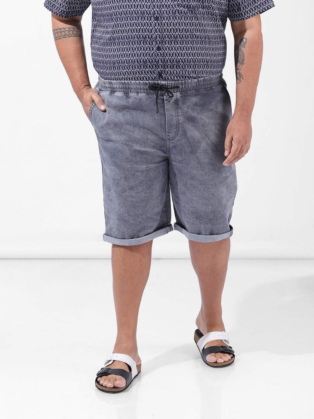 Men's Grey Regular Fit Casual Shorts