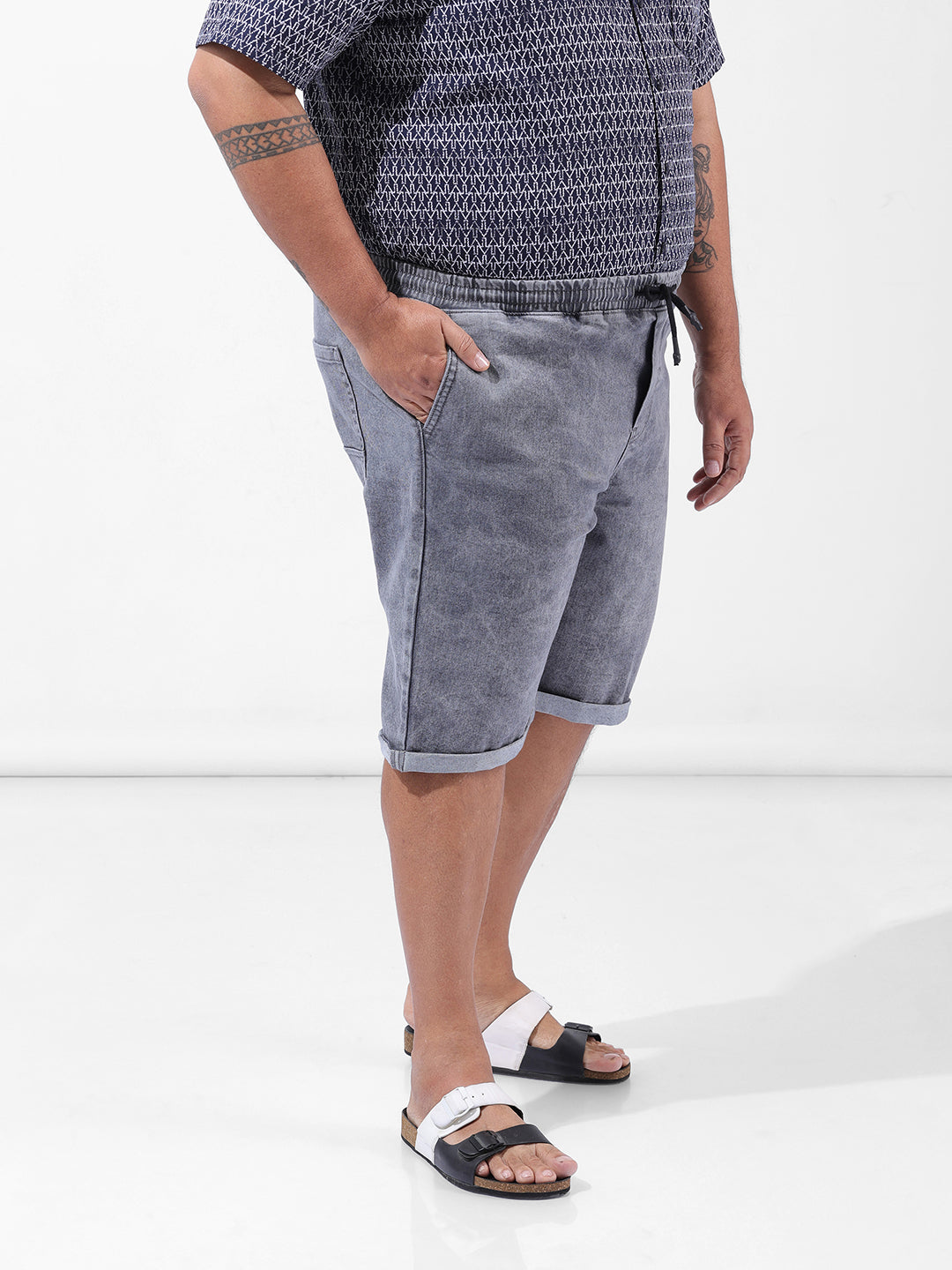 Men's Grey Regular Fit Casual Shorts