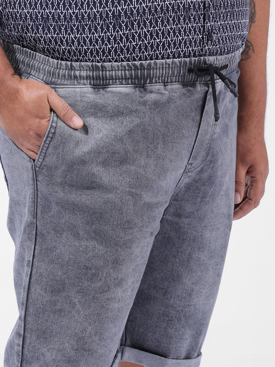Men's Grey Regular Fit Casual Shorts