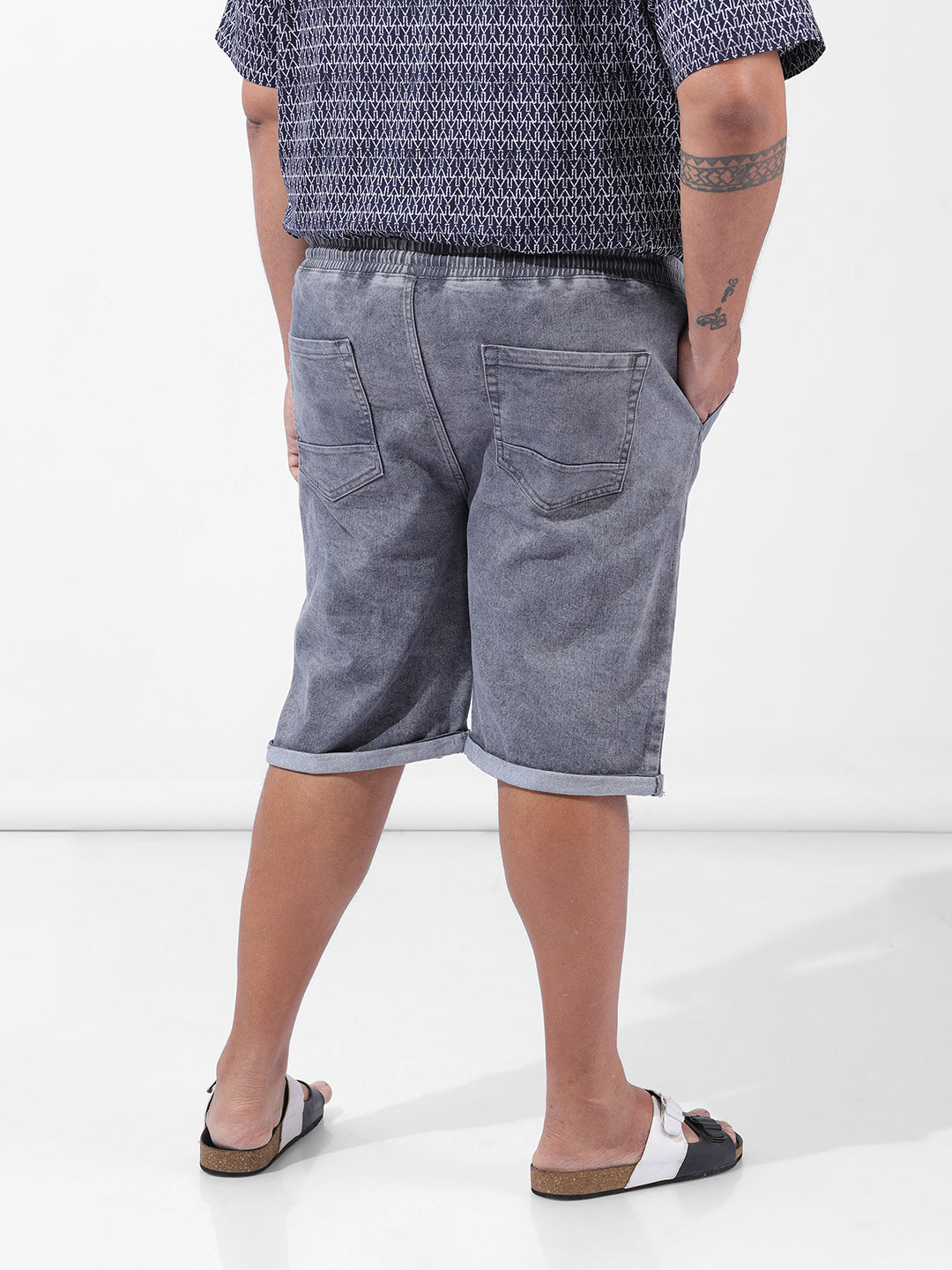 Men's Grey Regular Fit Casual Shorts