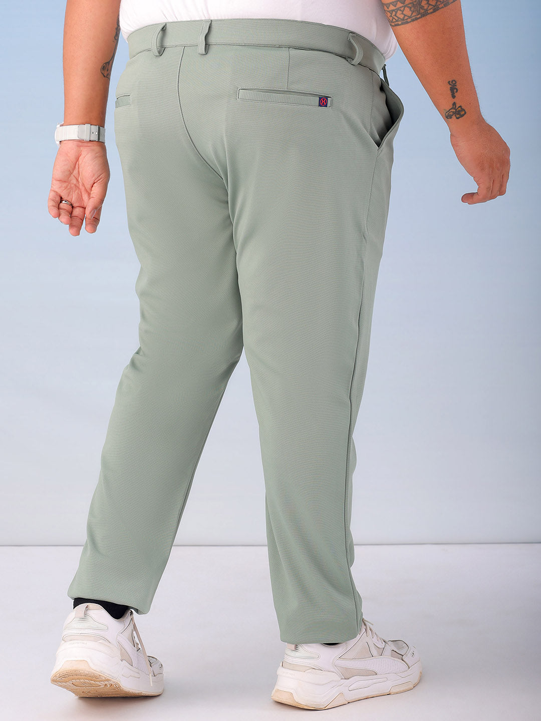 Shop Men's Green Regular Fit Self Design Plus Size Chino Jogger Online.