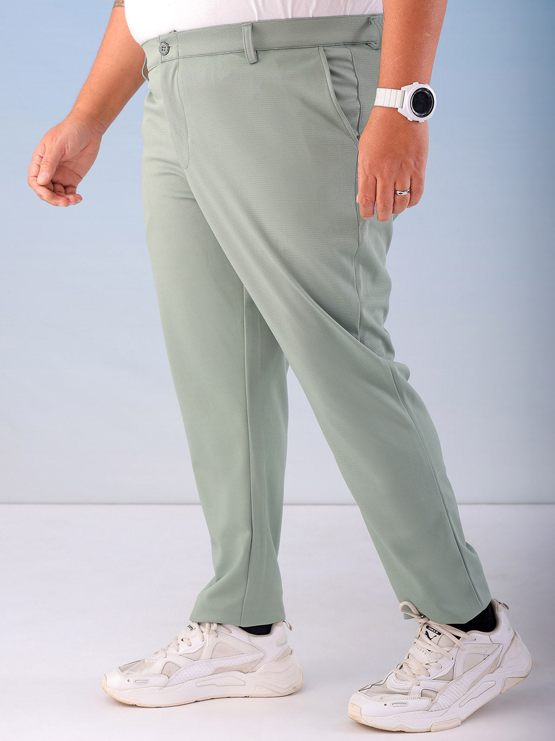 Shop Men's Green Regular Fit Self Design Plus Size Chino Jogger Online.