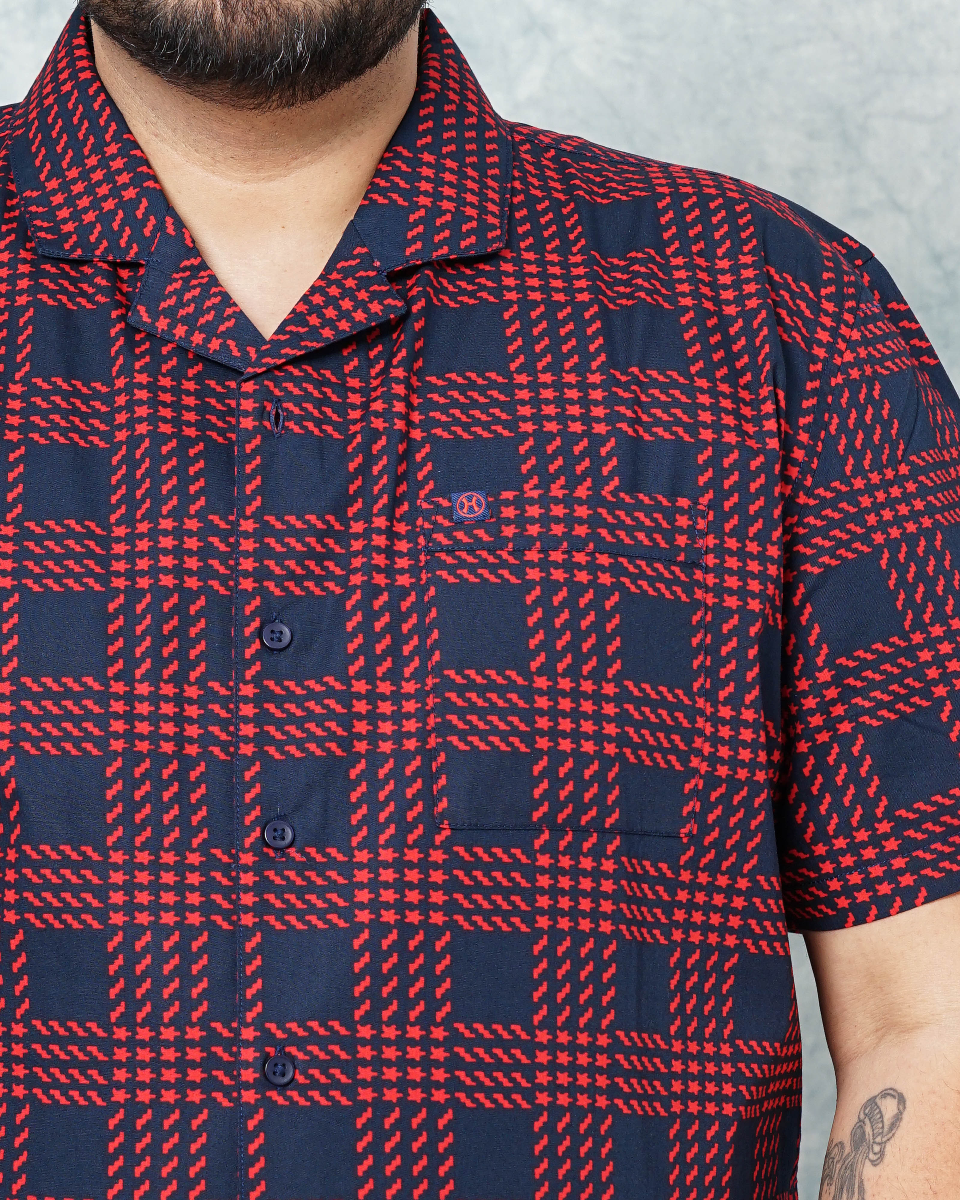 Shop Hardsoda Men Red Plus Size Checked Lounge Set Online.