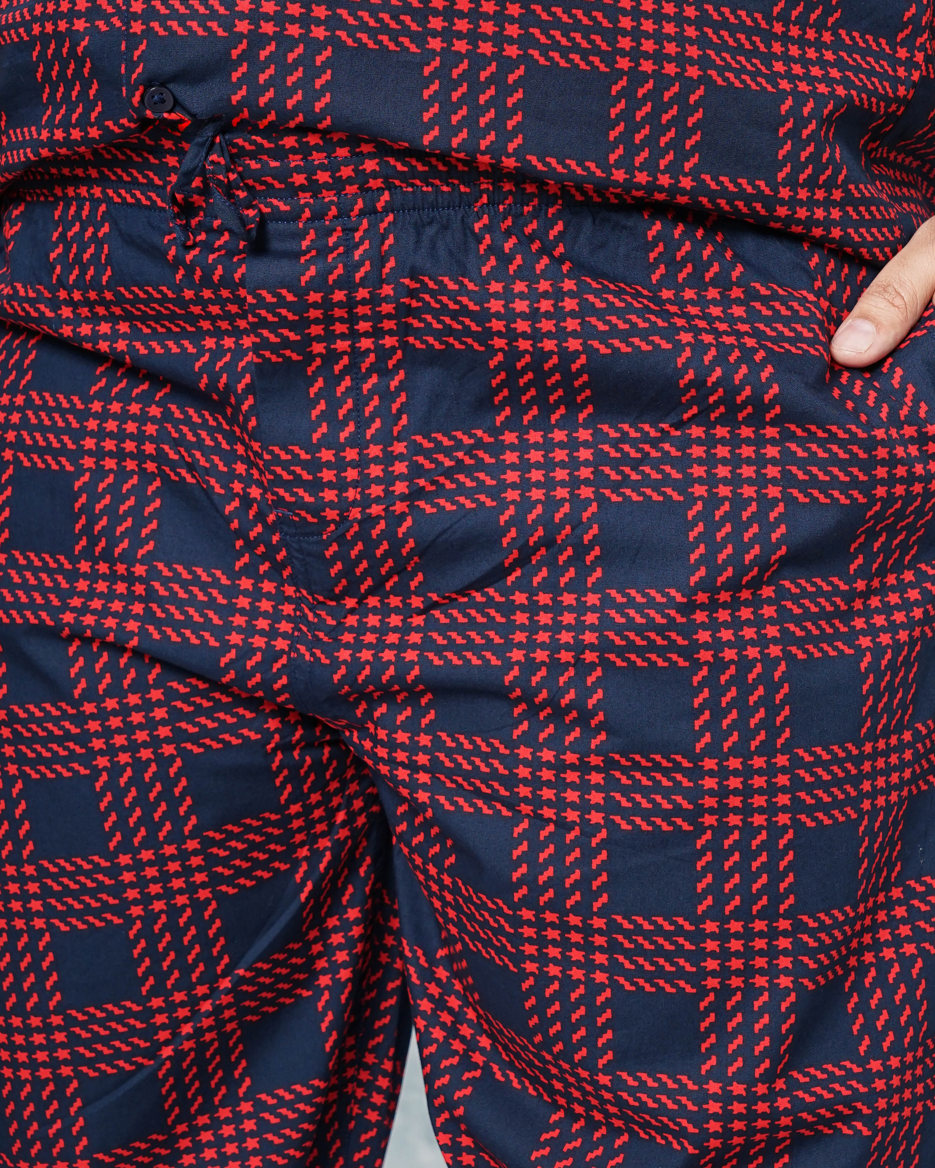 Shop Hardsoda Men Red Plus Size Checked Lounge Set Online.