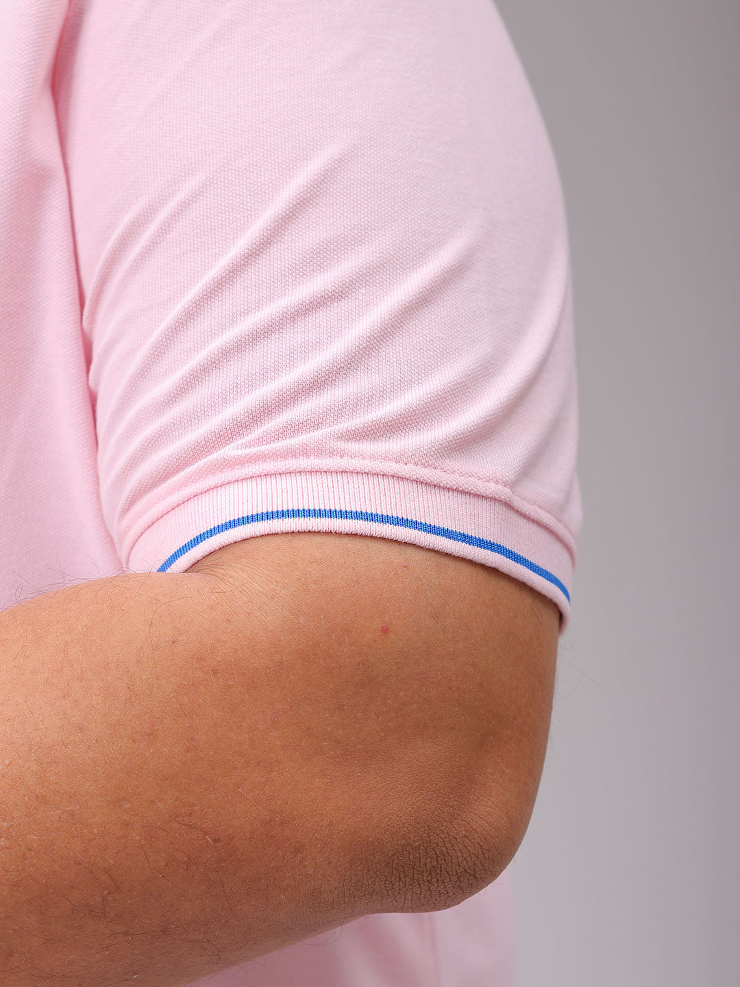 Men's Pink Regular Fit Solid Polo Plus Size T-shirt