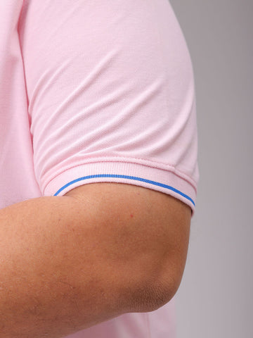 Men's Pink Regular Fit Solid Polo Plus Size T-shirt