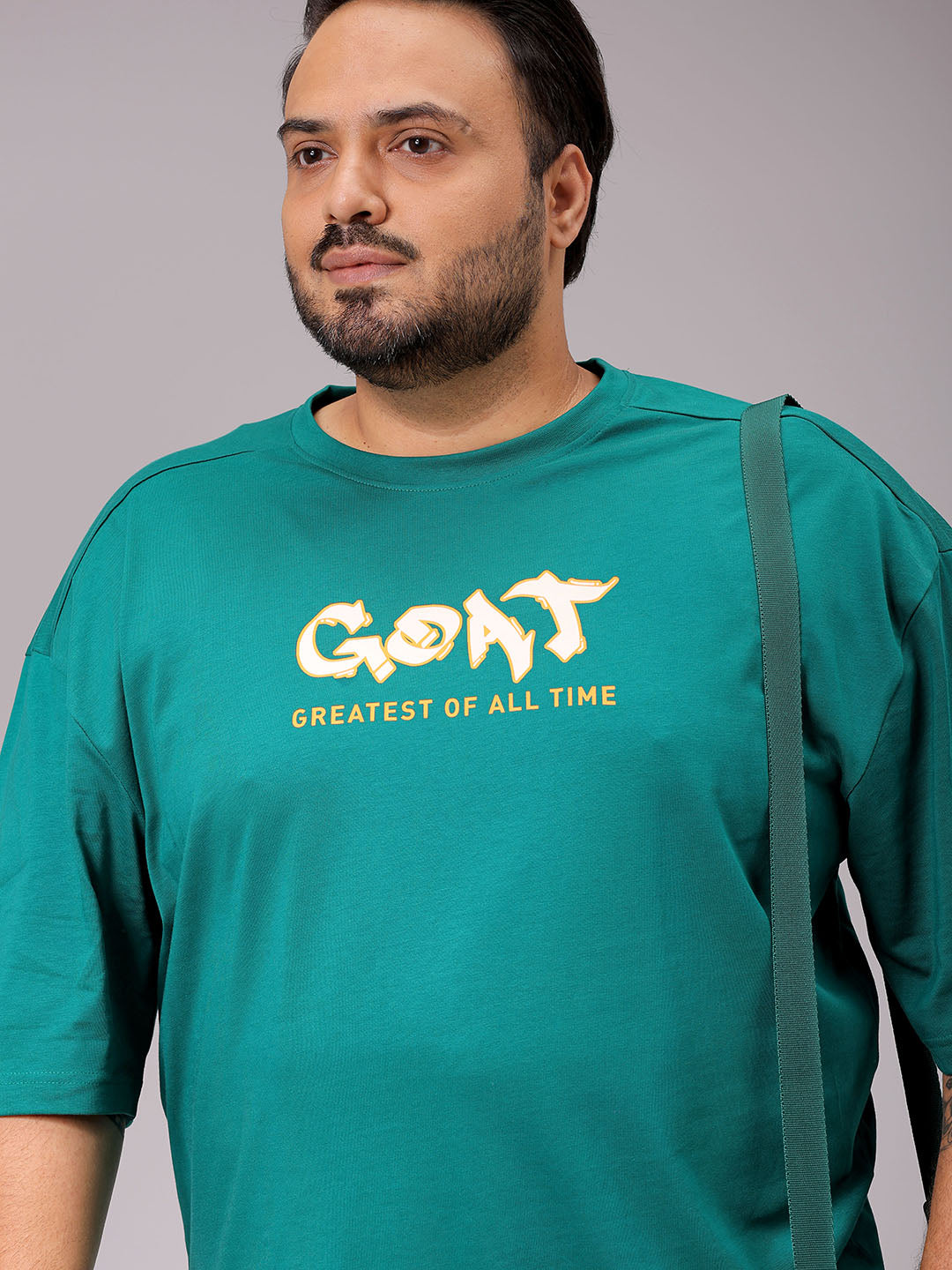 Men's Green Relaxed Fit Placement Print Plus Size T-shirt