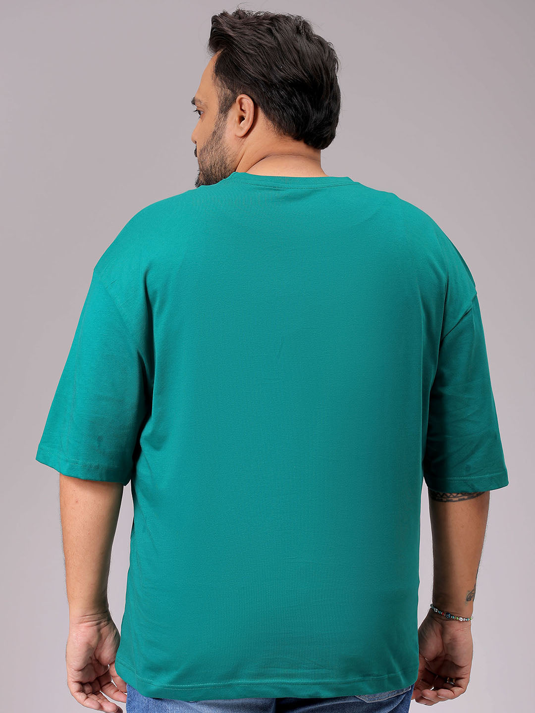 Men's Green Relaxed Fit Placement Print Plus Size T-shirt