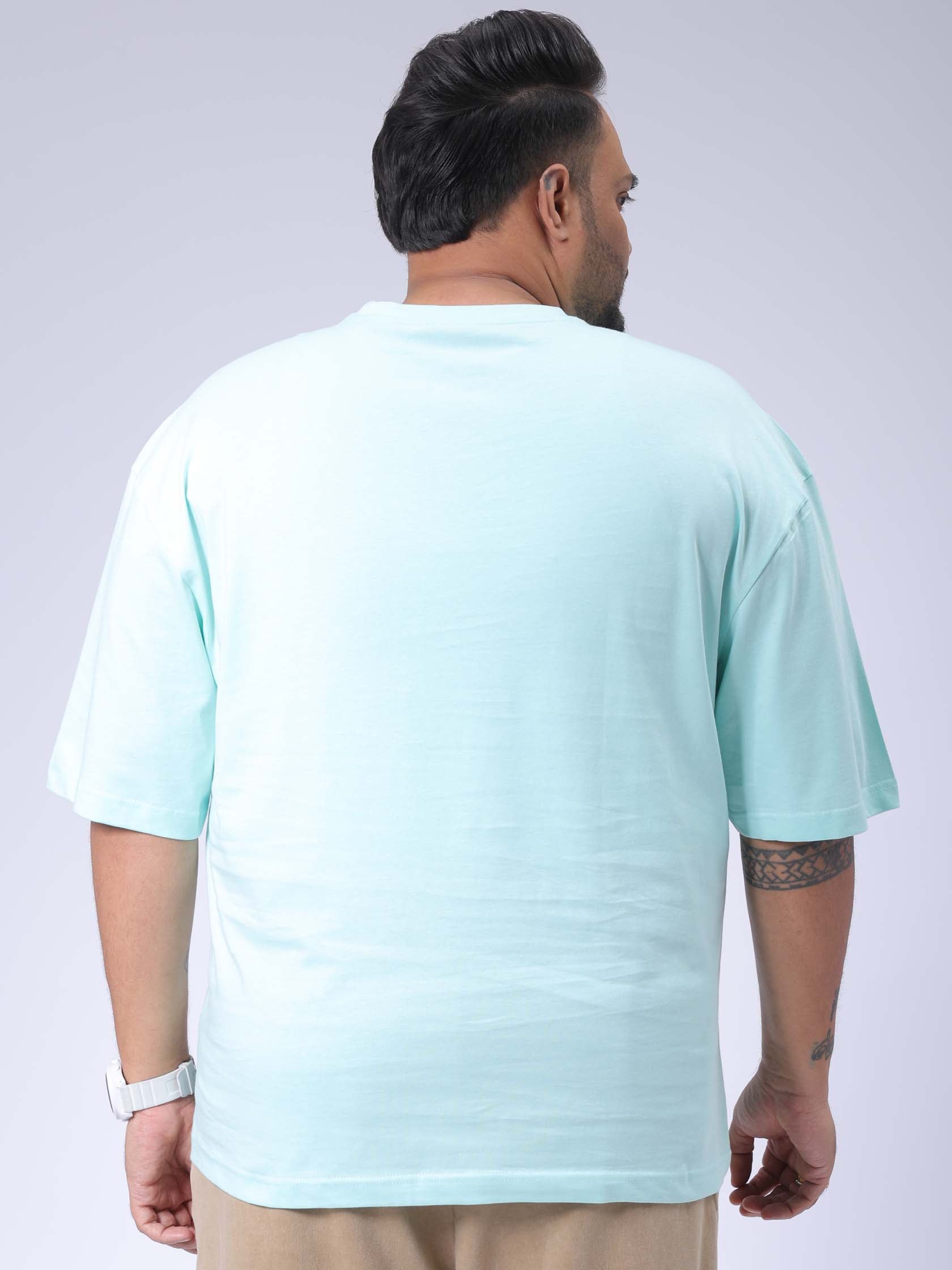 Men's Plus Size Green Relaxed Fit Printed T-Shirt