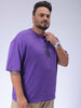 Men's Plus Size Purple Relaxed Fit Printed T-Shirt