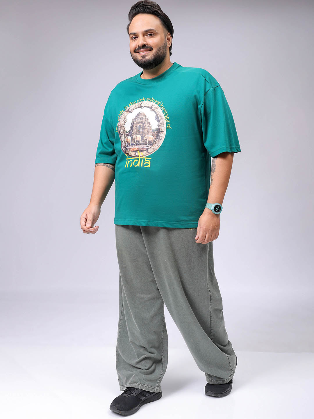 Men's Plus Size Comfort Fit Placement Print Crew Neck T-shirt