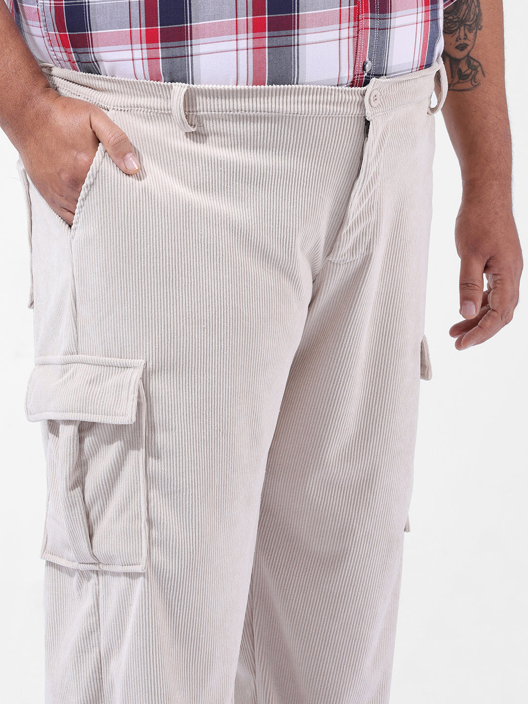 Men's Off White Loose Cargo Utility Joggers