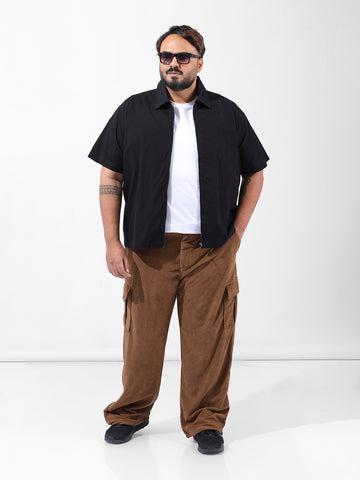 Men's Brown Loose Cargo Utility Joggers