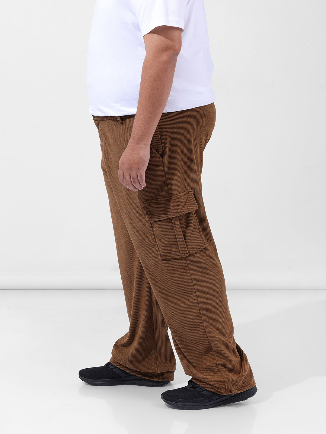 Men's Brown Loose Cargo Utility Joggers