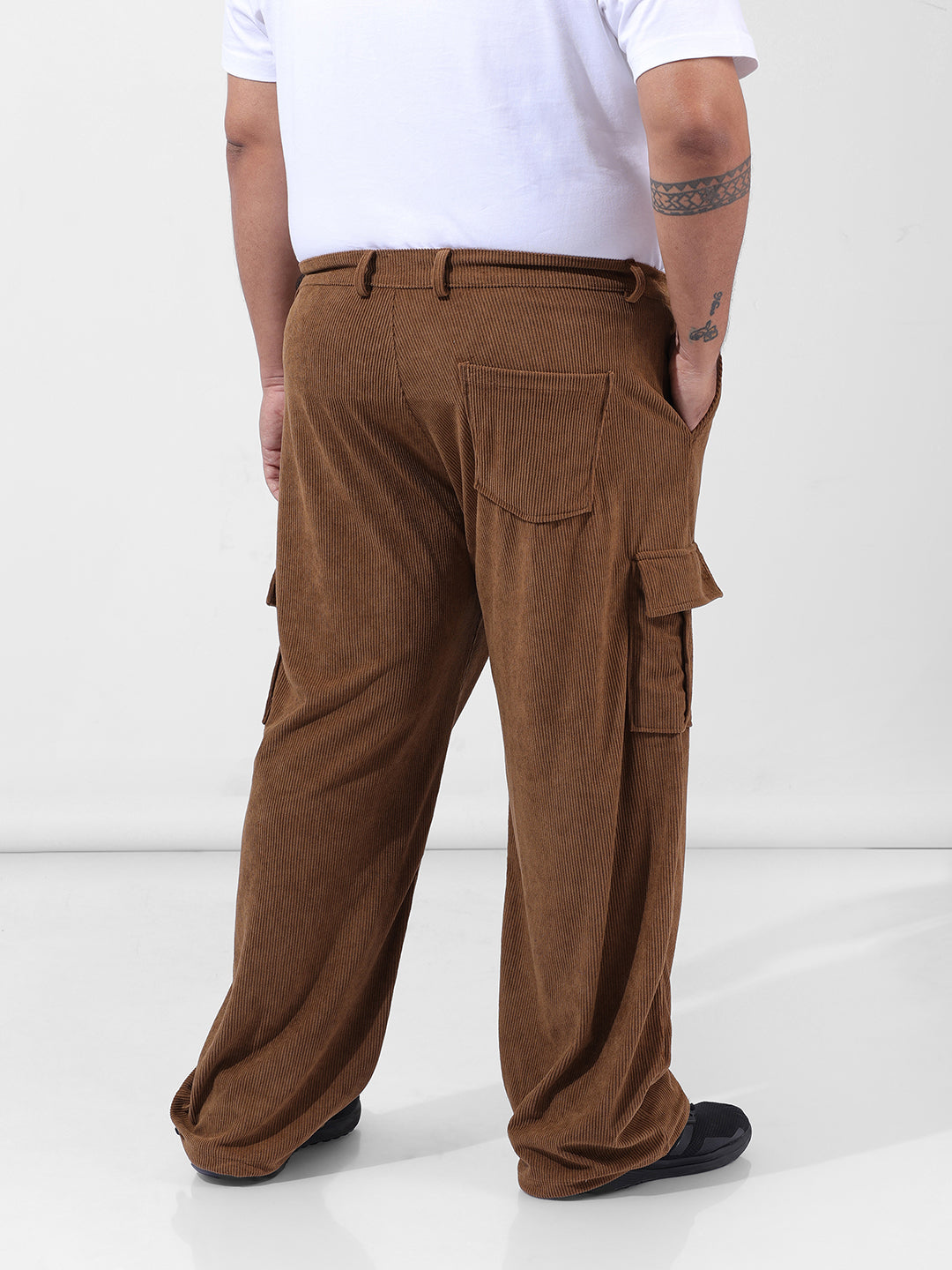 Men's Brown Loose Cargo Utility Joggers