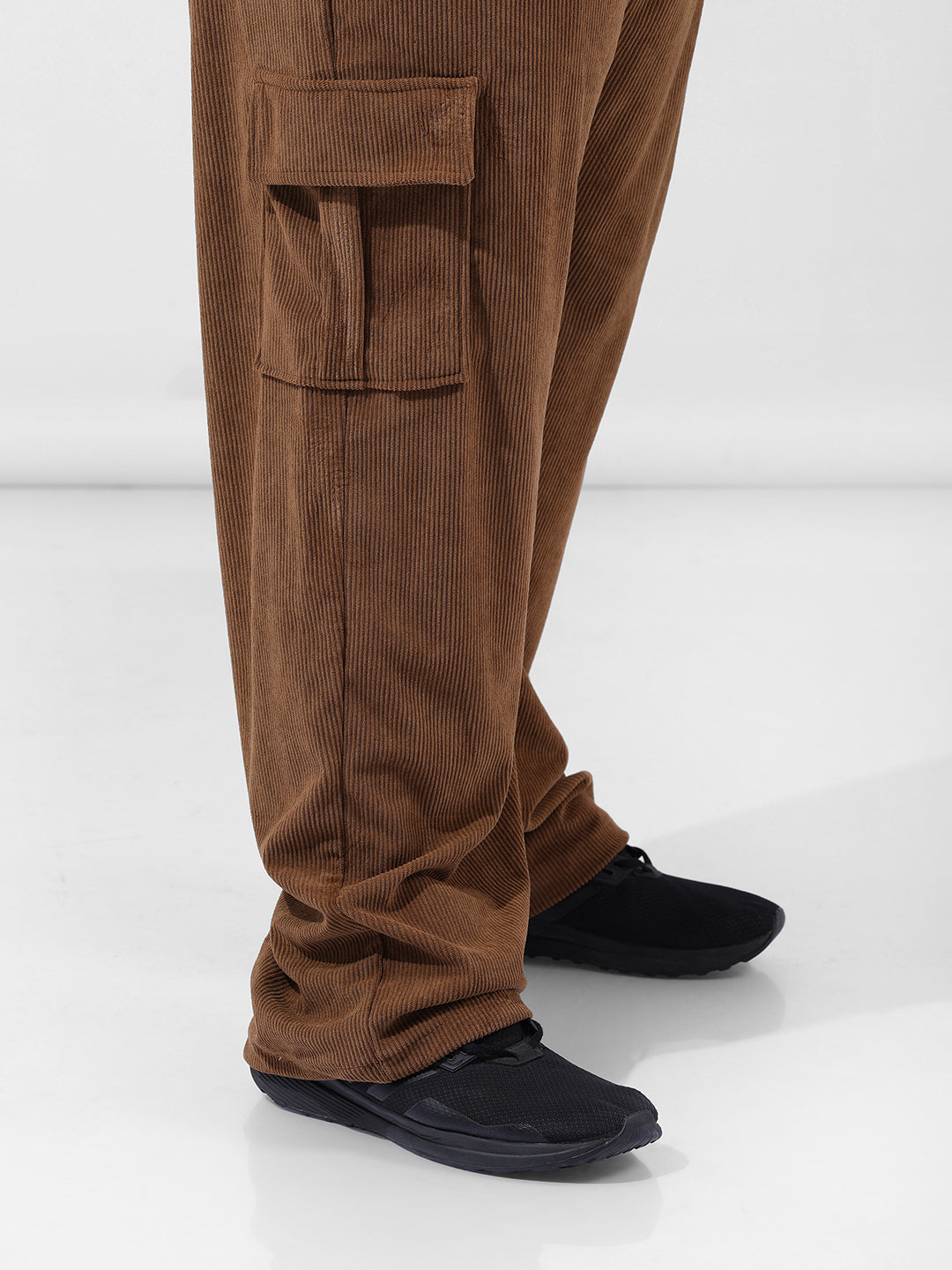 Men's Brown Loose Cargo Utility Joggers
