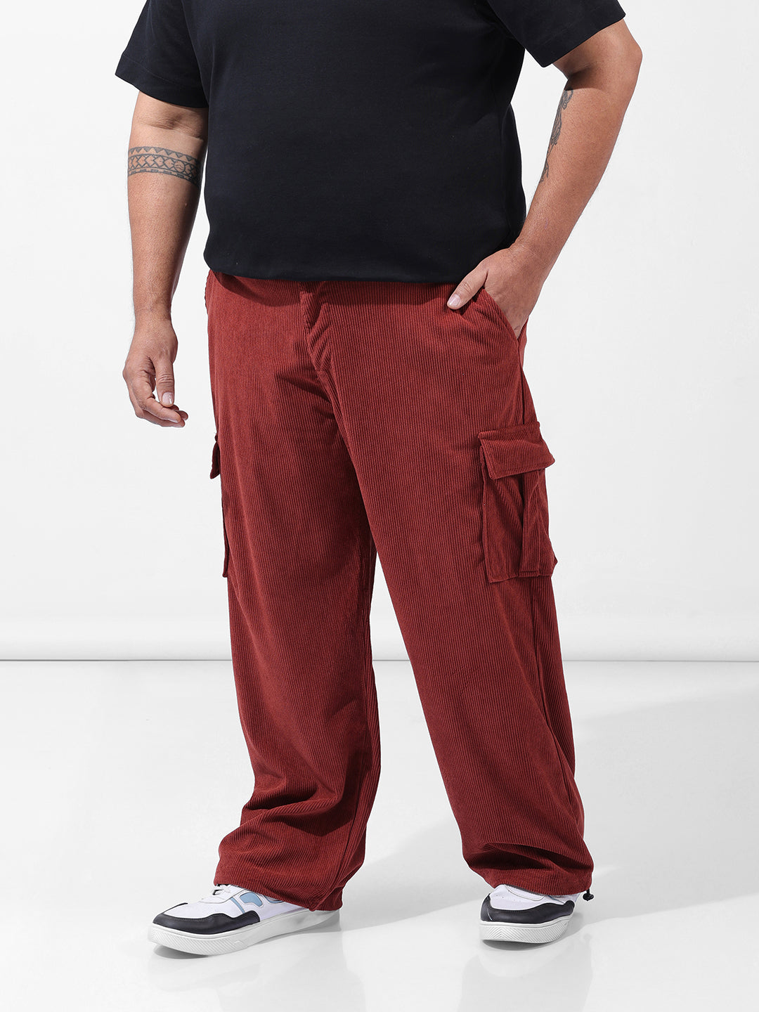 Men's Rust Loose Cargo Utility Joggers