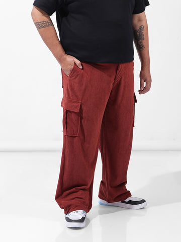 Men's Rust Loose Cargo Utility Joggers