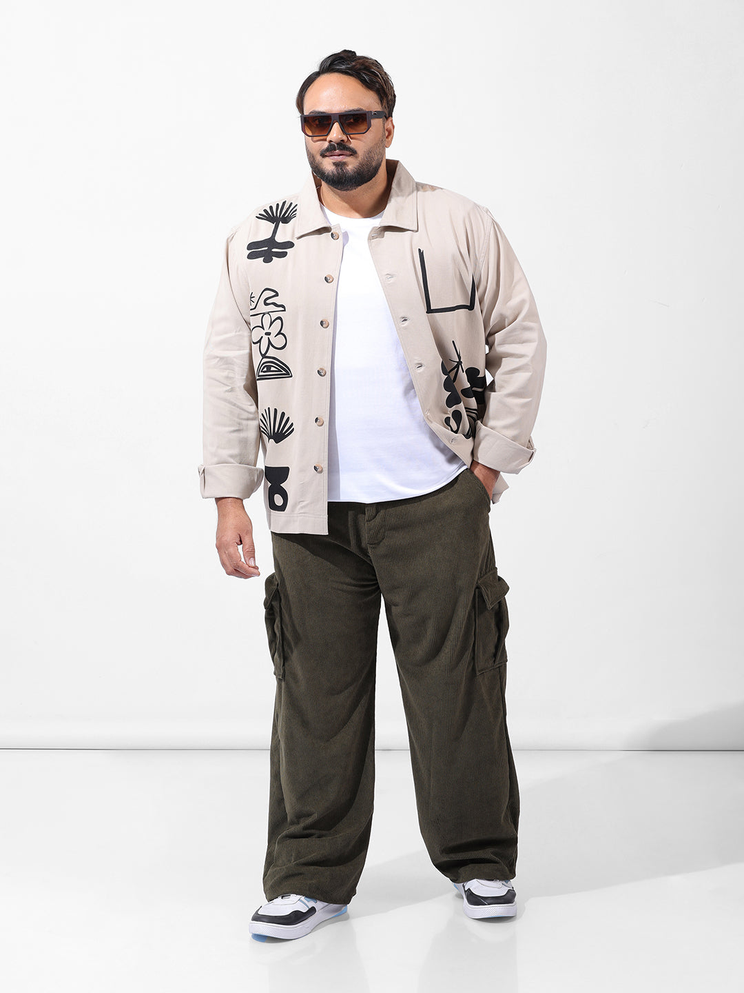 Men's Olive Loose Cargo Utility Joggers
