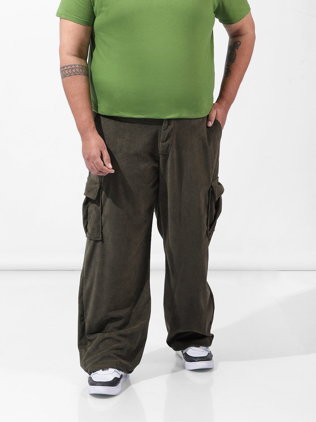 Men's Olive Loose Cargo Utility Joggers